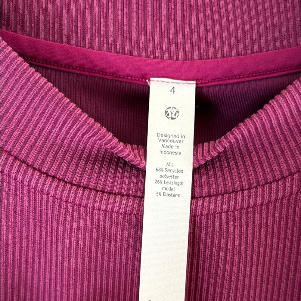 lululemon Raspberry Ribbed Crewneck Top - Picture 3 of 4
